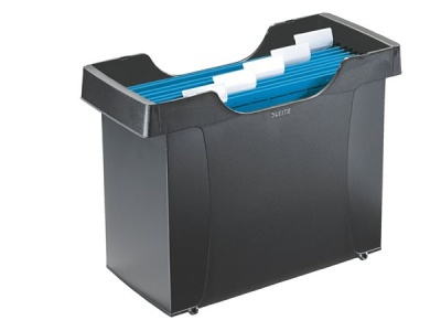 Függőmappa tároló, műanyag, 5 db függőmappával, LEITZ "Plus", fekete