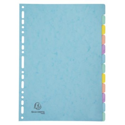 Regiszter, karton, A4, 12 részes, EXACOMPTA "Aquarel"
