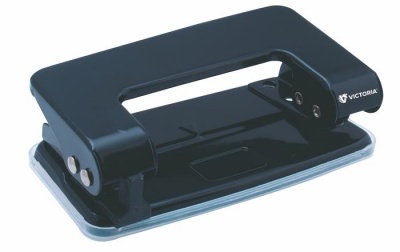 Lyukasztó, kétlyukú, 10 lap, fém, VICTORIA OFFICE, fekete