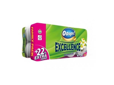 Toalettpapír, 3 rétegű, kistekercses, 16 tekercs, OOOPS "Excellence", kamilla