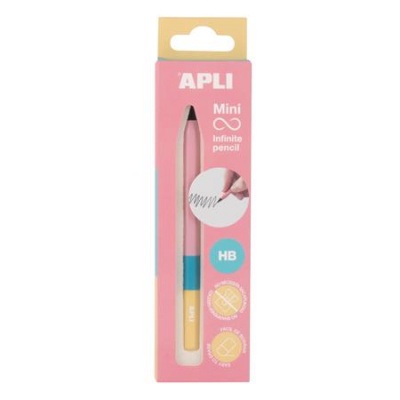 Töltőceruza, mini, HB, hatszögletű, tricolor, APLI "Infinite", rózsaszín