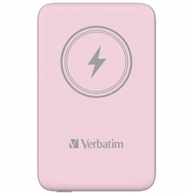 Power bank, mágneses (vezeték nélküli), 10.000mAh, VERBATIM "MCP-10, rózsaszín